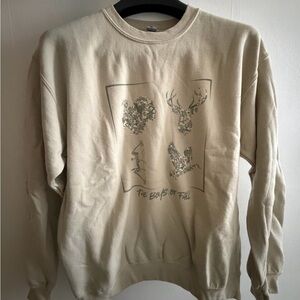 Gildan Unisex Tan Graphic Crewneck Sweater